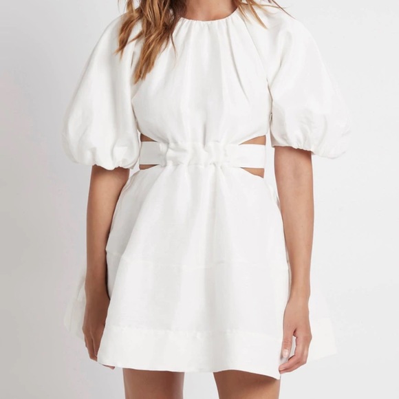 AJE Psychedelia Cut Out Mini Dress White - Picture 3 of 7